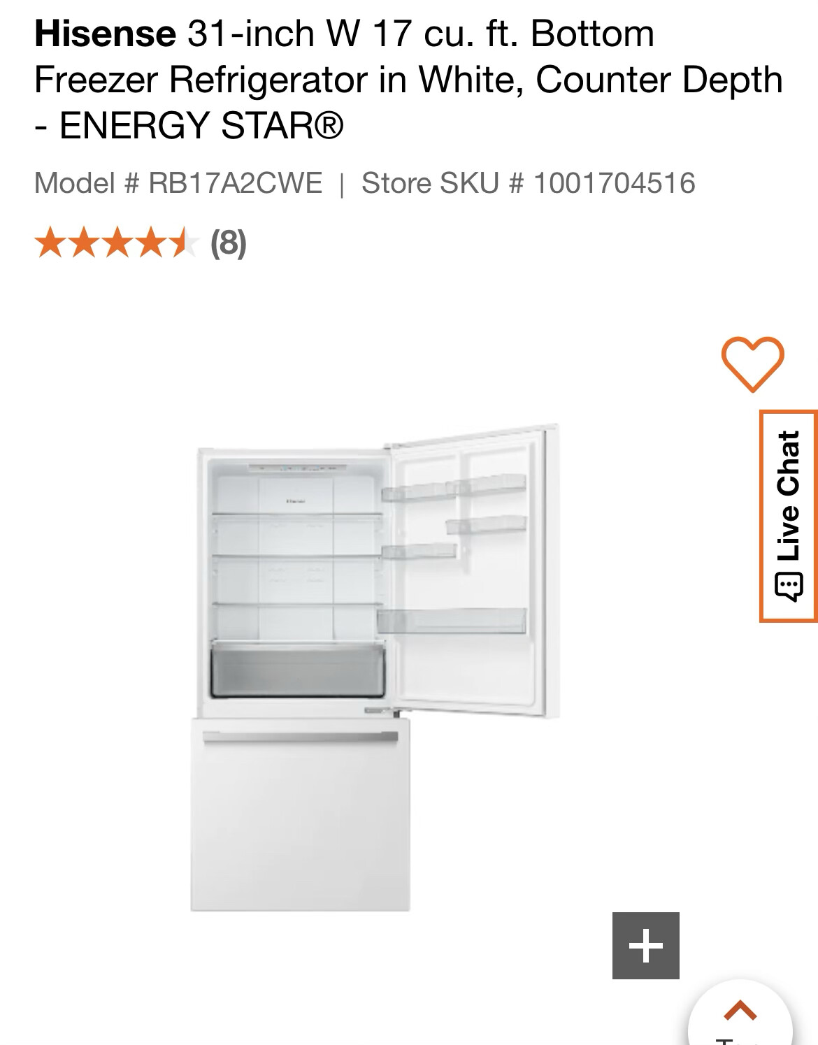 new-scratch-dent-hisense-17-cu-ft-refrigerator-white.jpg NEW SCRATCH & DENT HISENSE 17 CU. FT. REFRIGERATOR (WHITE) - Image 1